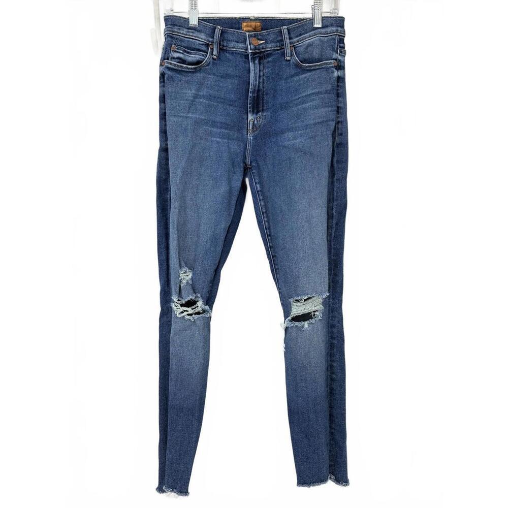 Mother The Stunner Zip Ankle Step Fray Distressed Skinny Jeans Size 29